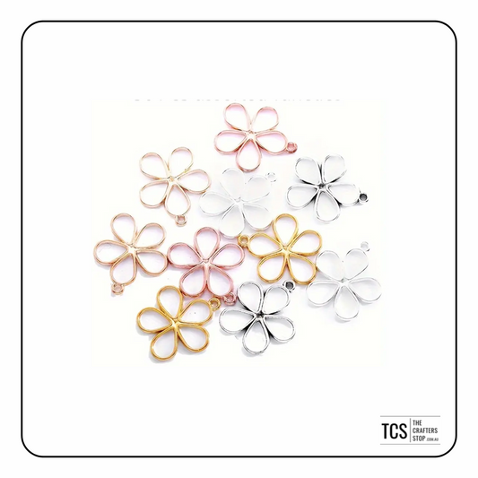 Hollow Metal Flower Charms