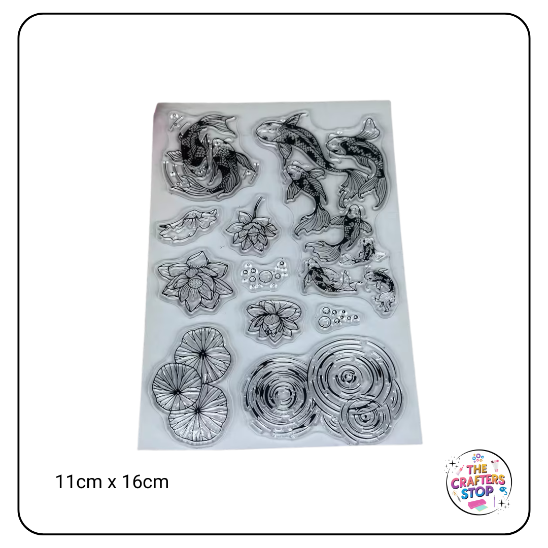 Beautiful Koi Fish & Lotus Stamp Set