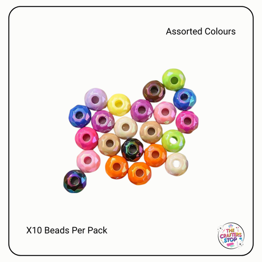 Acrylic Large Hole Faceted Coloured Beads