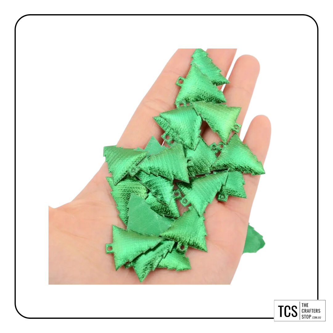 Green Fabric Mini Christmas Tree Embellishments