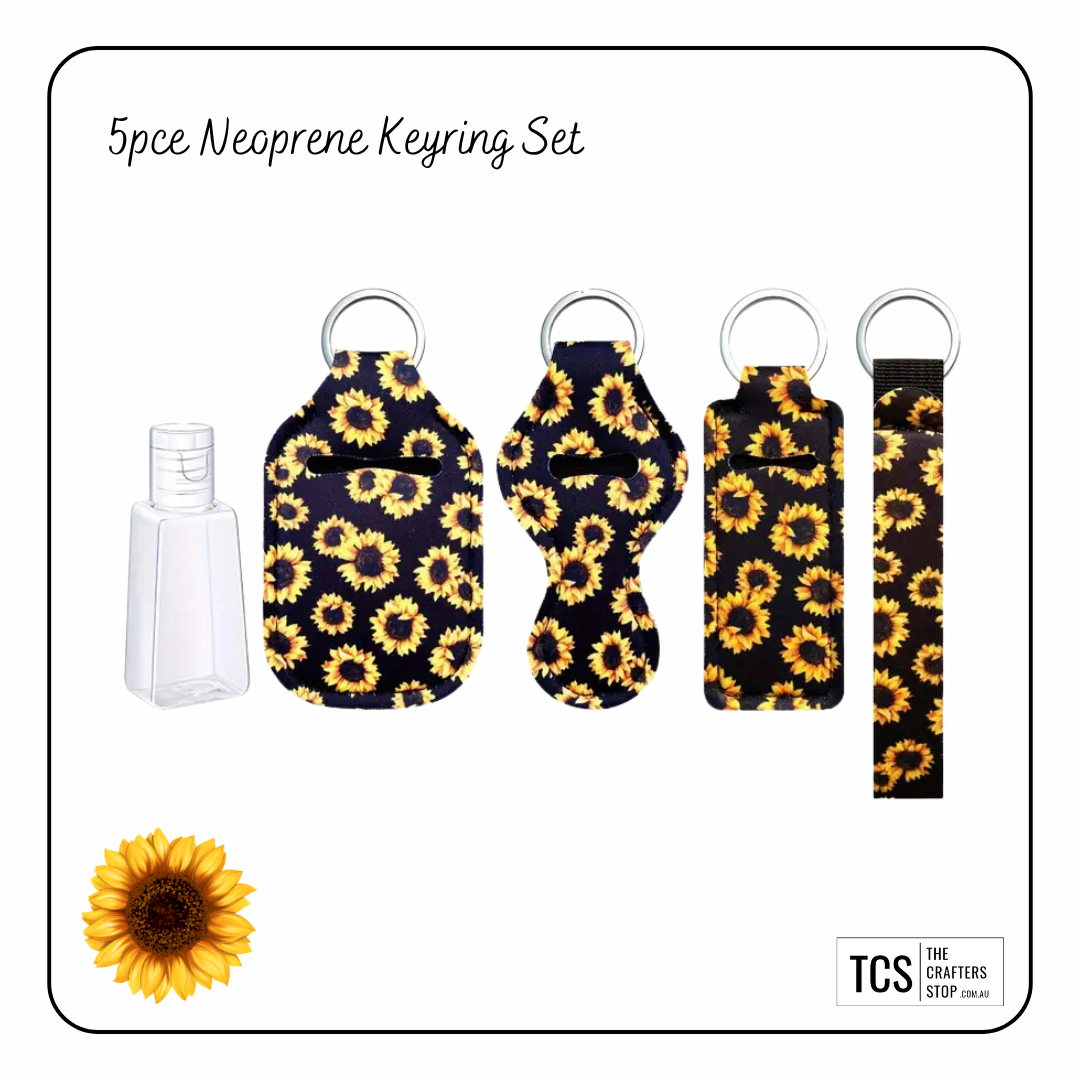 Sunflower Neoprene 5pce Keyring Set