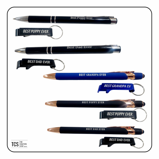 Engraved Father's Day Pens and Bottle Opener Sets