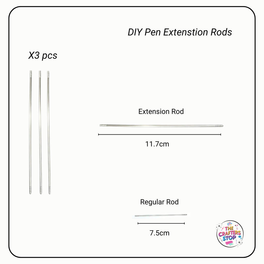 DIY Beadable Pen Extender Rods - 3pcs