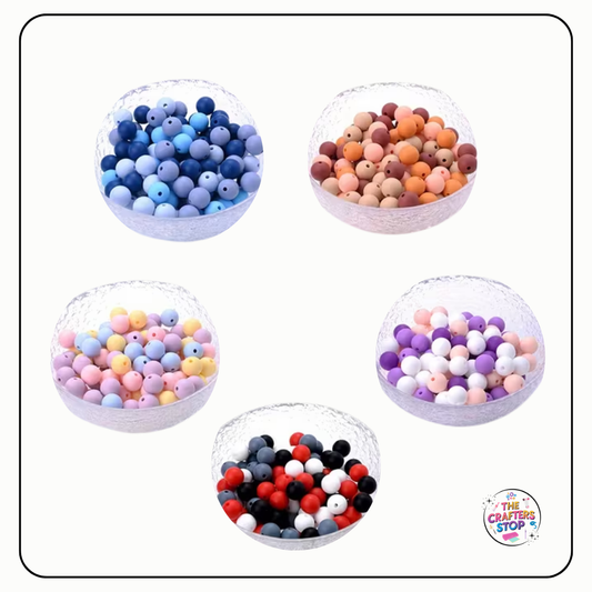 Mixed Coloured Silicone Bead Mixes - 12mm