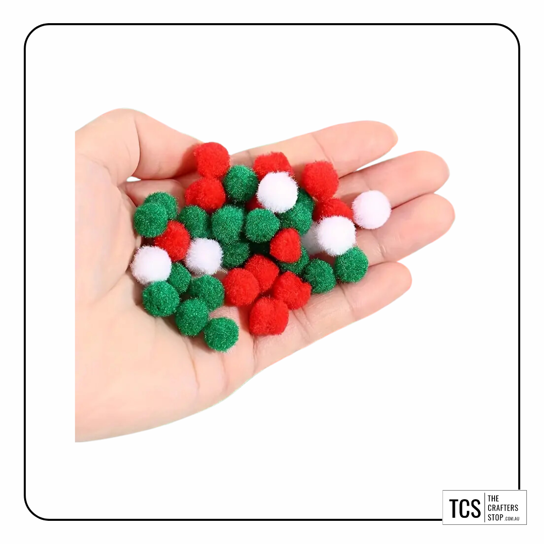 Christmas Themed Coloured Pom Poms