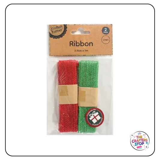 Red & Green Christmas Ribbon (Twin Pack)