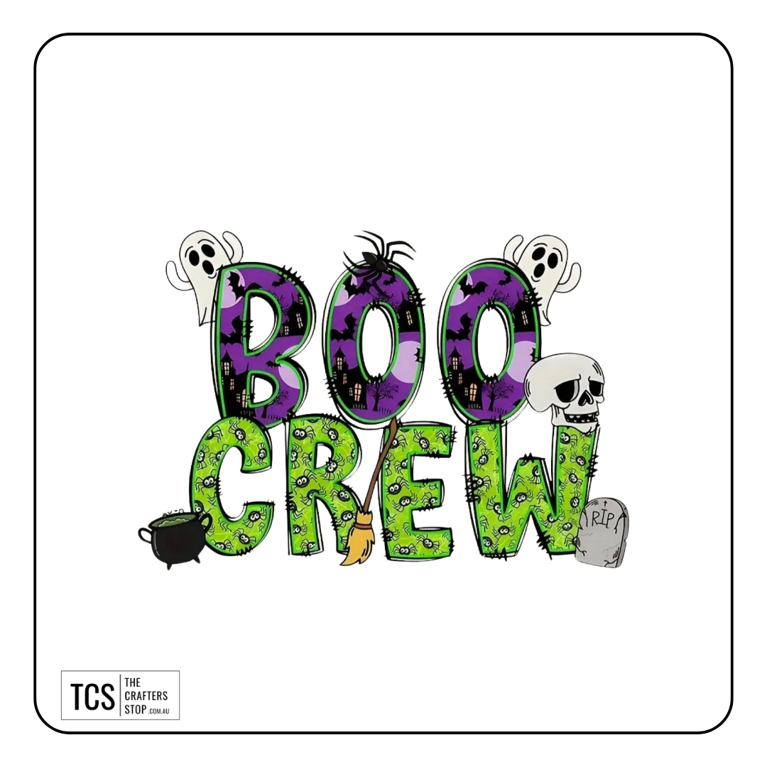 "BOO CREW" Halloween Theme Ready Made DTF Iron On Transfers