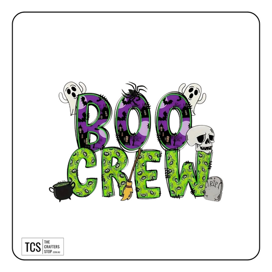 "BOO CREW" Halloween Theme Ready Made DTF Iron On Transfers