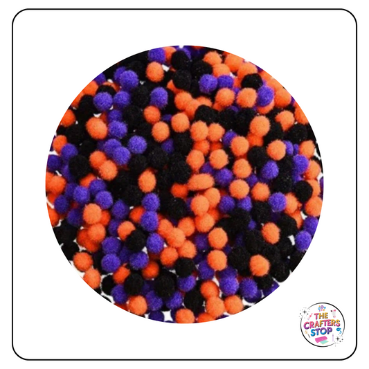 Halloween Themed Coloured Pom Poms