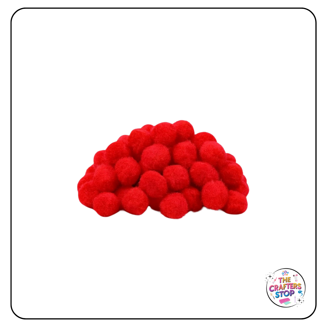 Green or Red Coloured Pom Poms