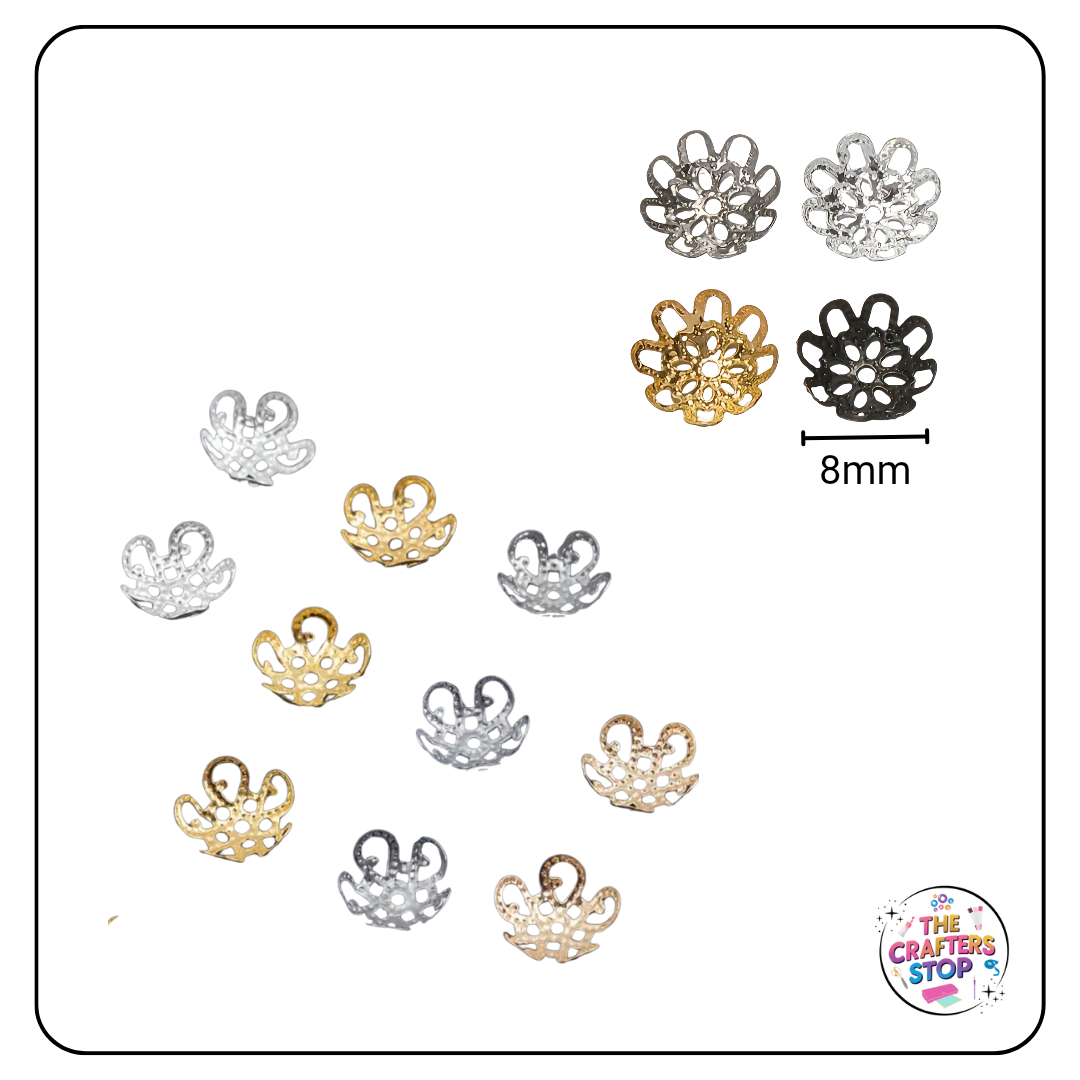 8mm Metal Flower Style Bead Caps