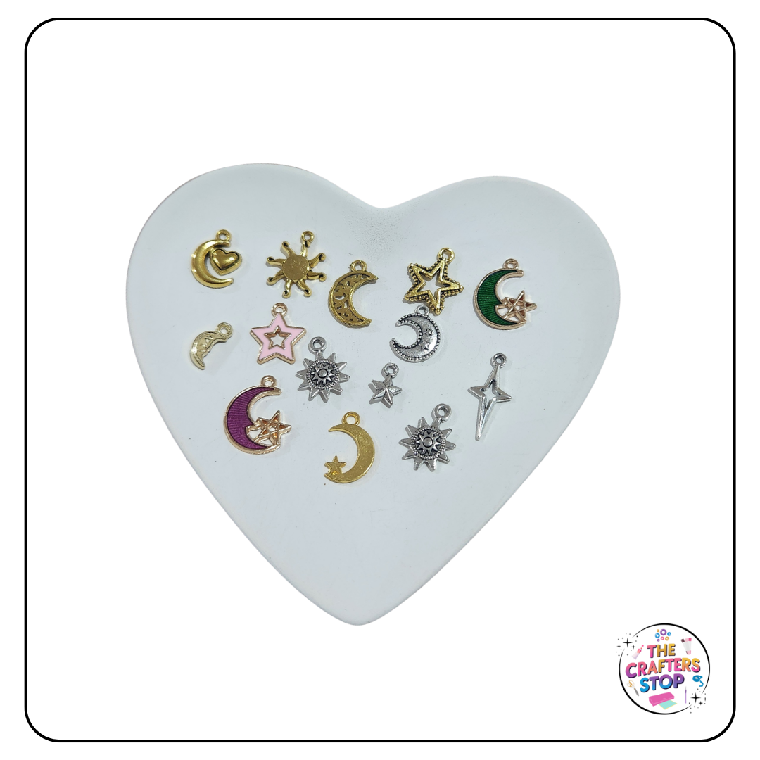 Sun/Moon/Planet Metal Themed Charms