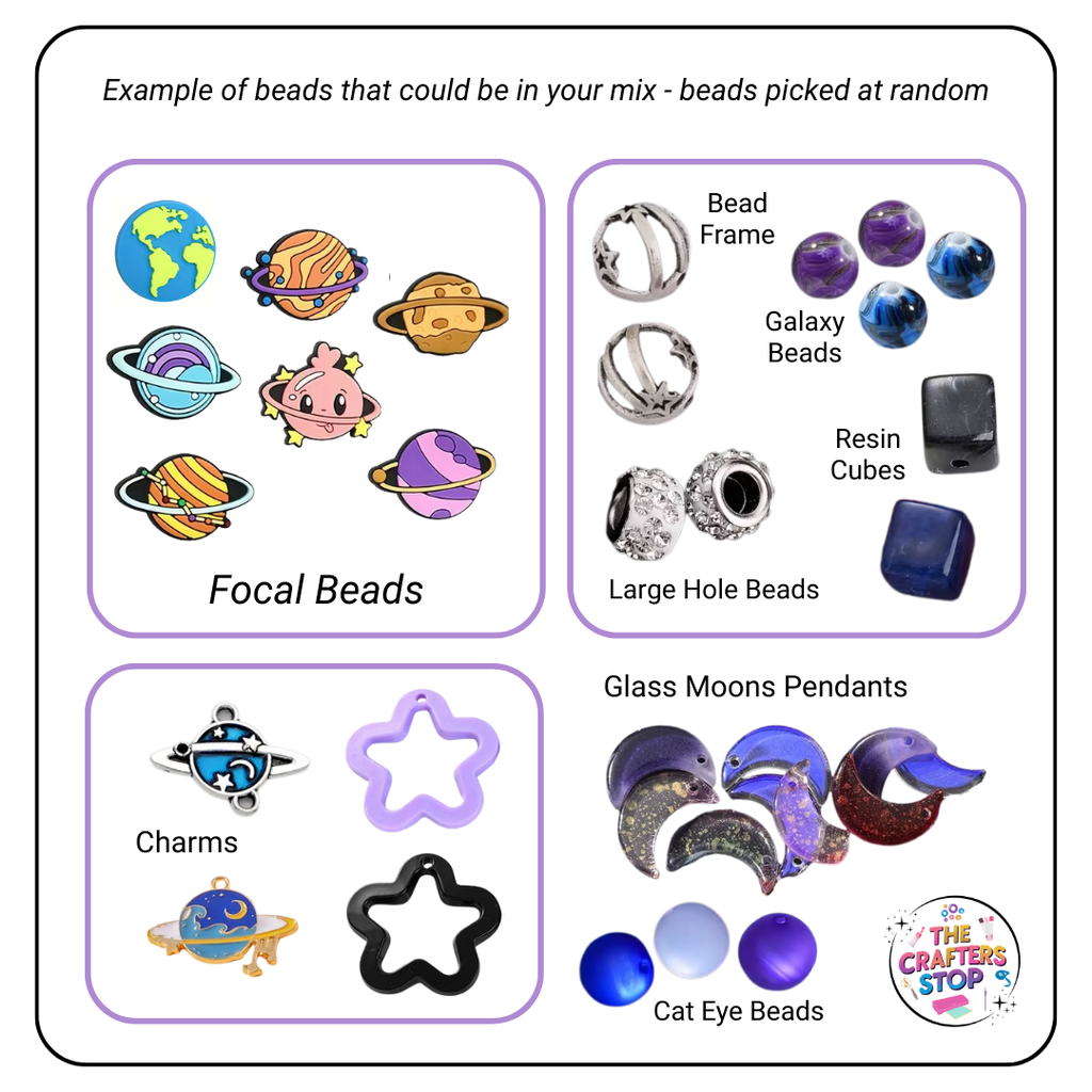 Space, Moon & Stars Bead Mix 50g/100g