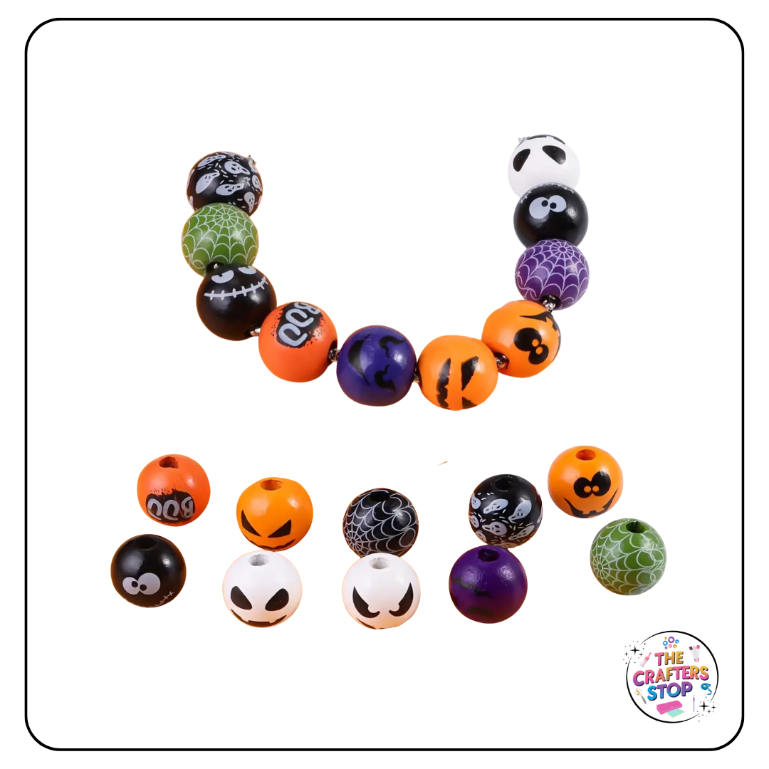 Wooden Halloween Beads - 16mm