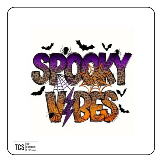 "SPOOKY VIBES" Halloween Theme Ready Made DTF Iron On Transfers