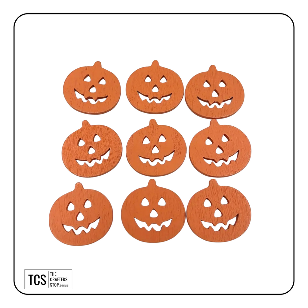Wooden Pumpkin Halloween Embellishments