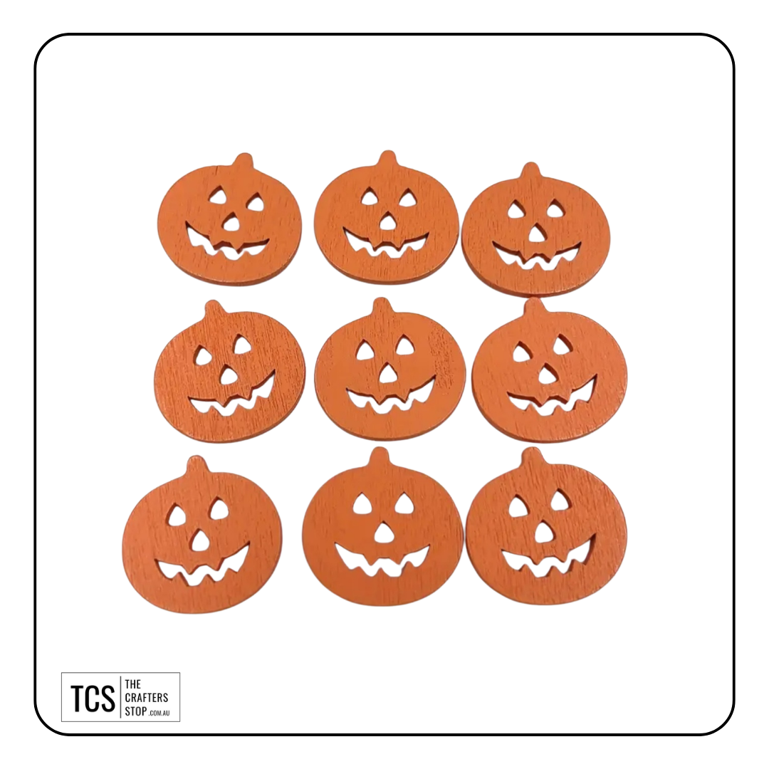 Wooden Pumpkin Halloween Embellishments