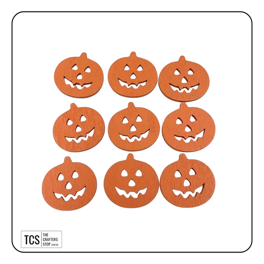 Wooden Pumpkin Halloween Embellishments