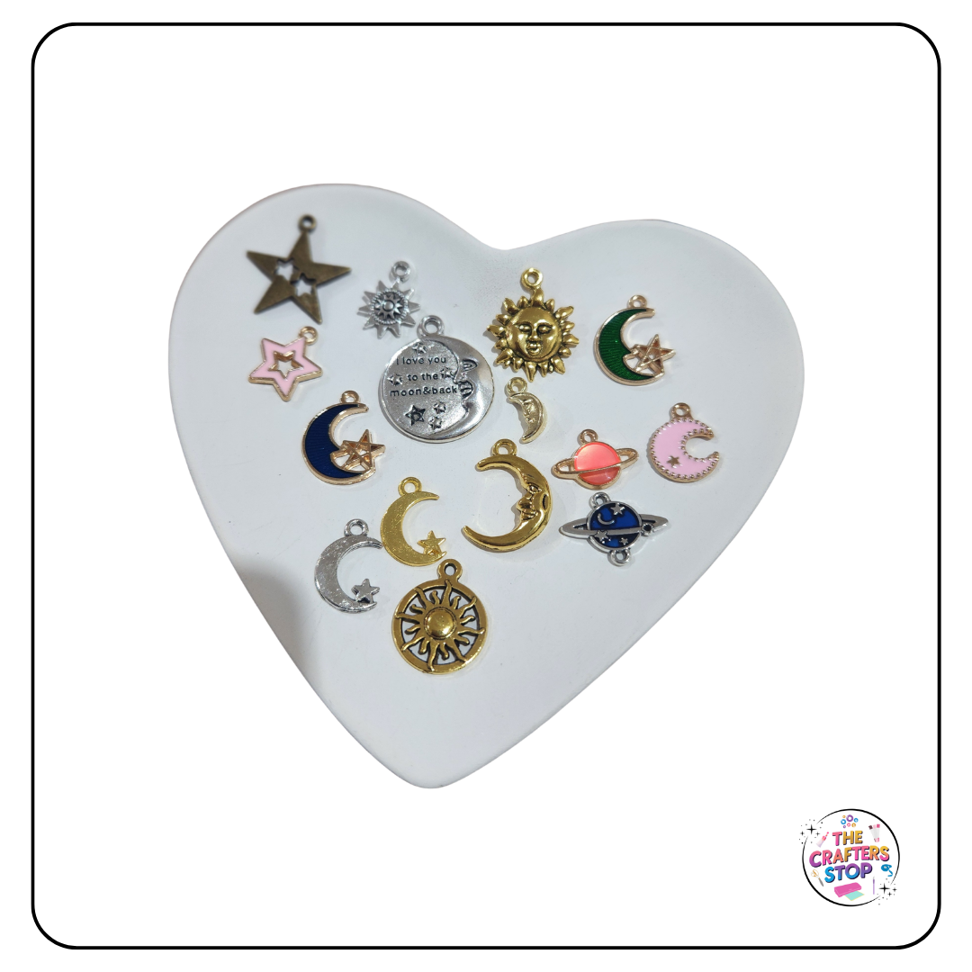 Sun/Moon/Planet Metal Themed Charms