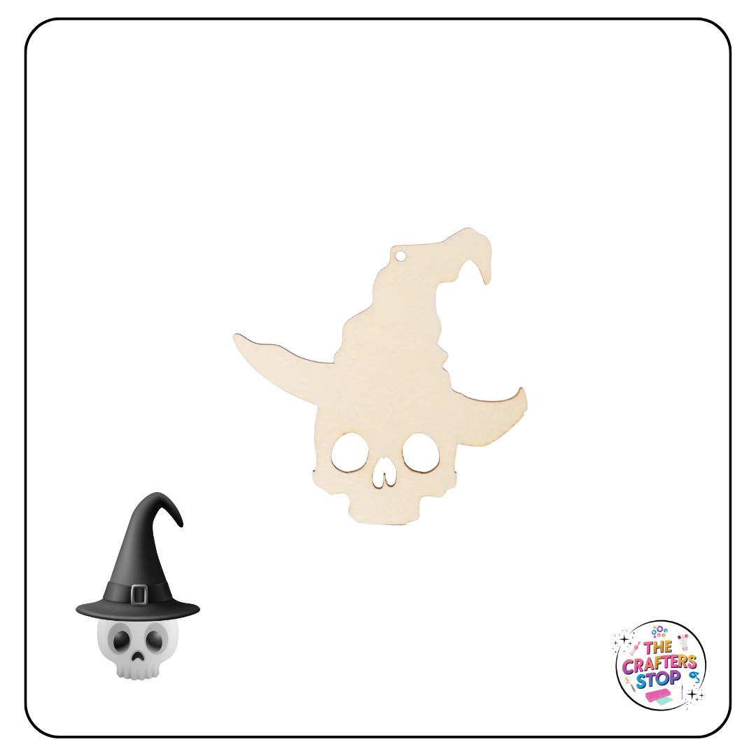 Halloween Wooden Cutout Shapes - Skeleton Witches Hat