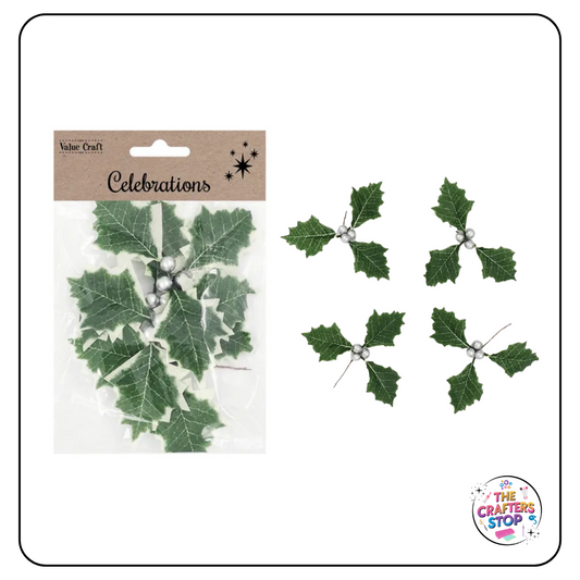Large Christmas Holly Leaves Embellishments