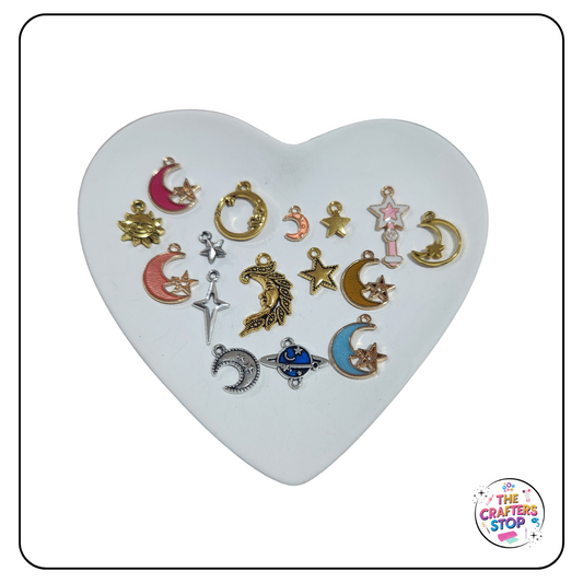 Sun/Moon/Planet Metal Themed Charms