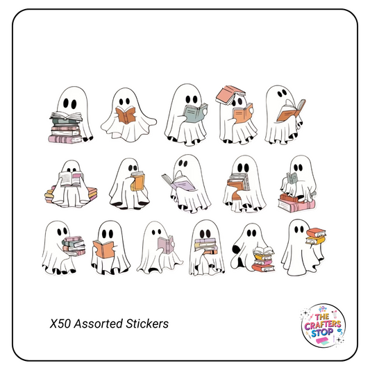Cute Halloween Reading Ghost Scrapbooking Stickers