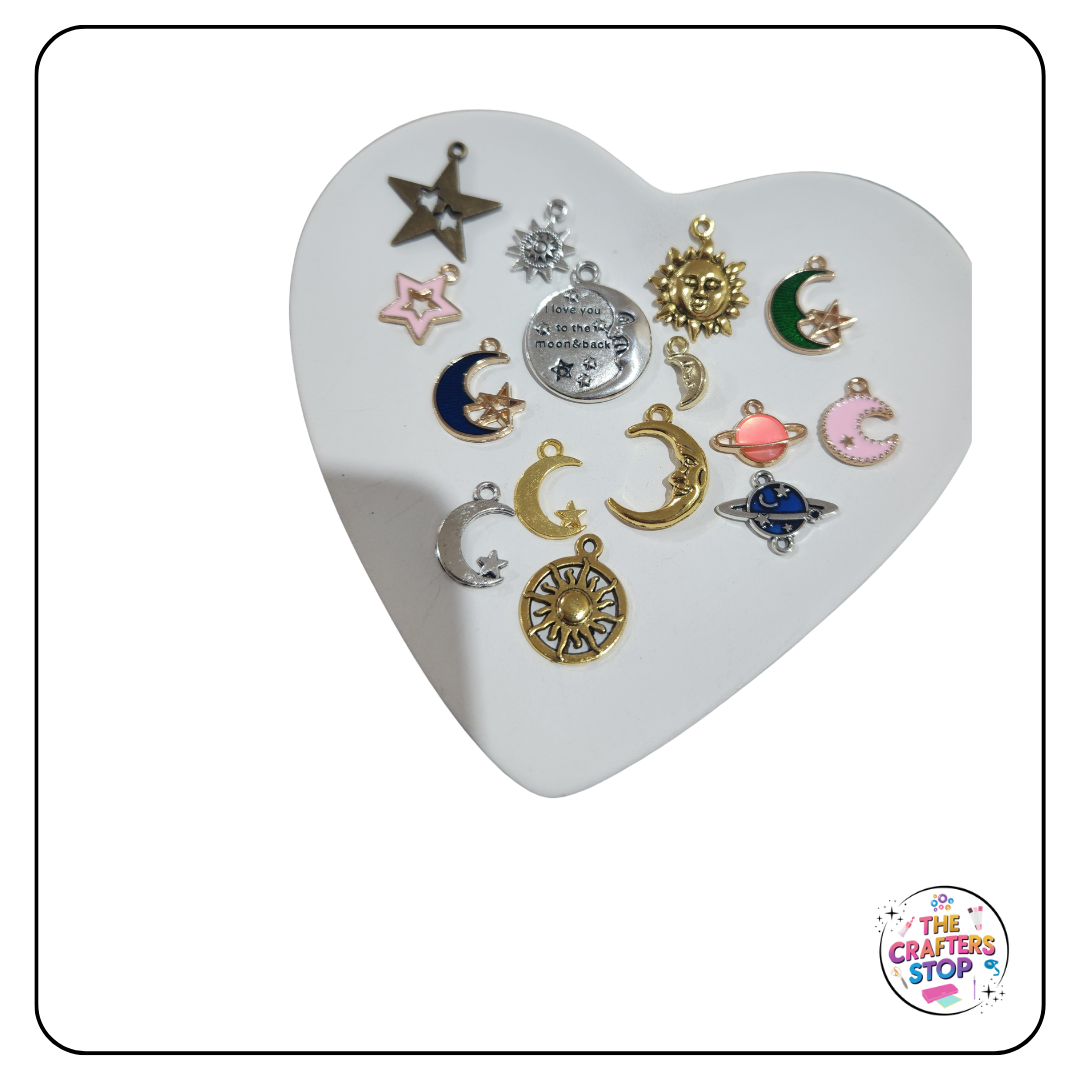Sun/Moon/Planet Metal Themed Charms