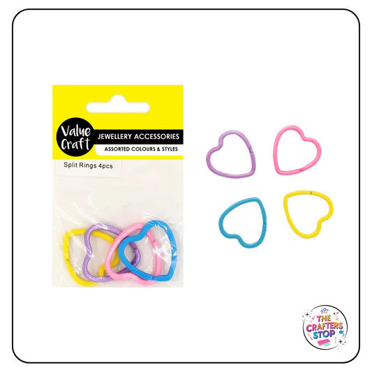 Heart Shaped Split Keyrings - 4 Pack