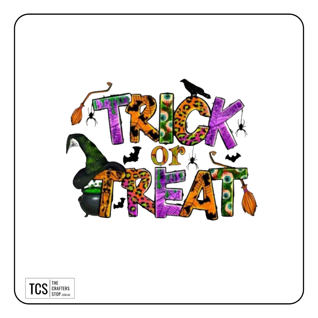 "TRICK OR TREAT" Halloween Theme Ready Made DTF Iron On Transfers