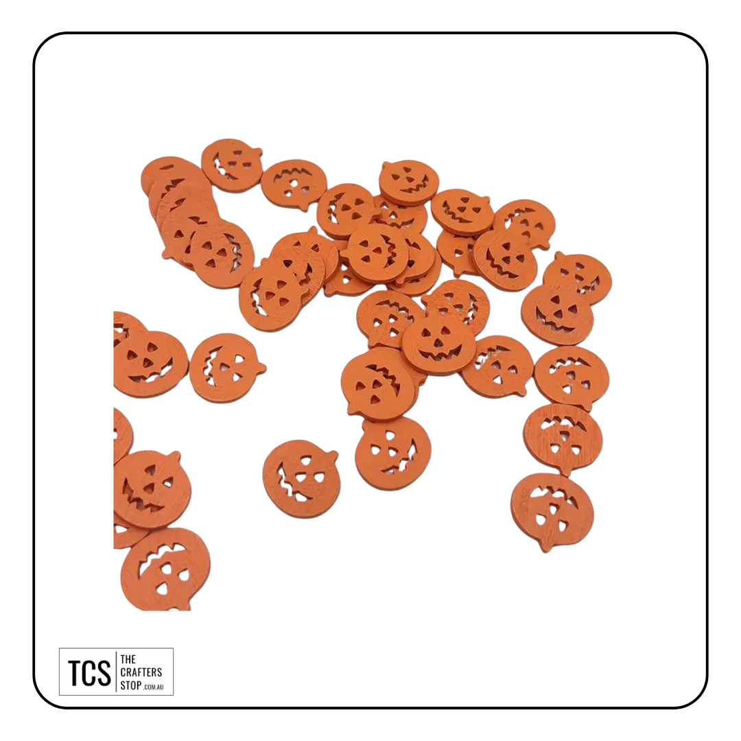 Wooden Pumpkin Halloween Embellishments