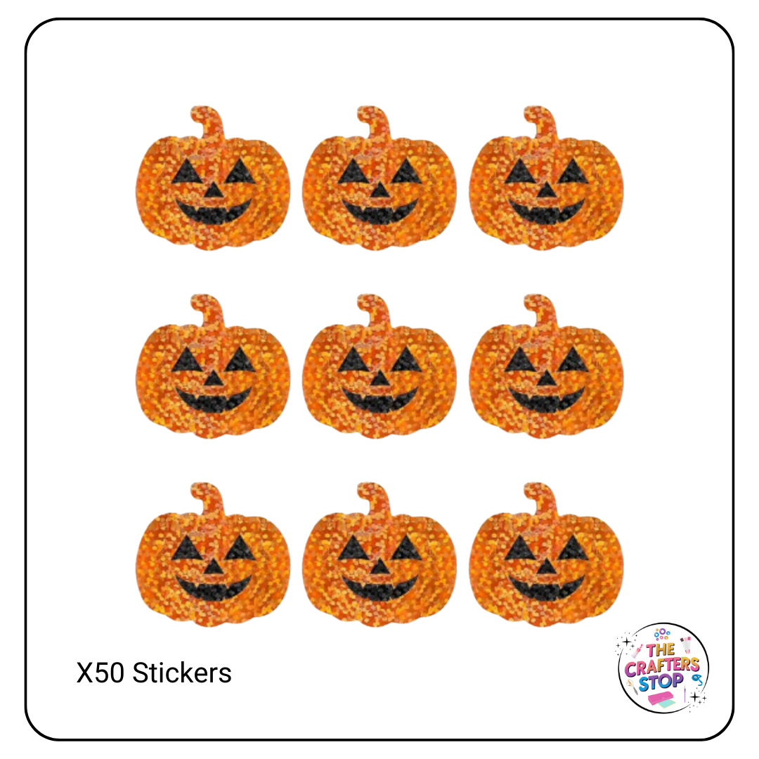 Cute Holographic Halloween Pumpkin Scrapbooking Stickers