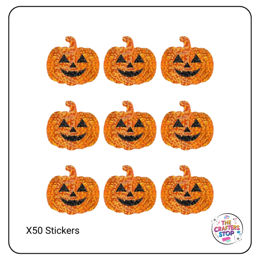 Cute Holographic Halloween Pumpkin Scrapbooking Stickers
