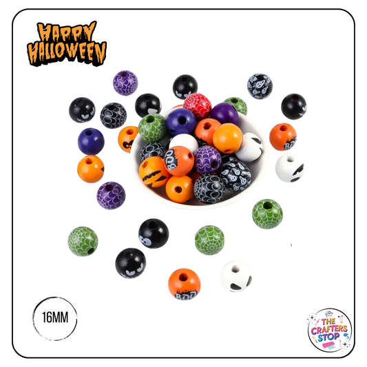 Wooden Halloween Beads - 16mm