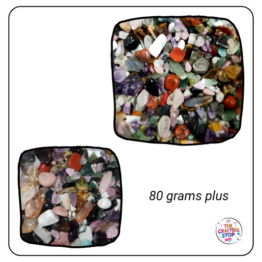 Crystal Gemstone Chips - 80 grams plus.  Mixed