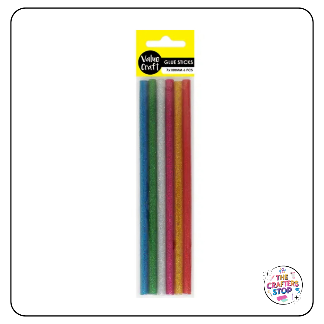 Large Glitter Hot Glue Sticks (6 Pack)
