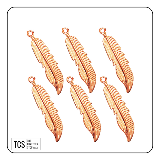 Rose Gold Metal Feather Charms