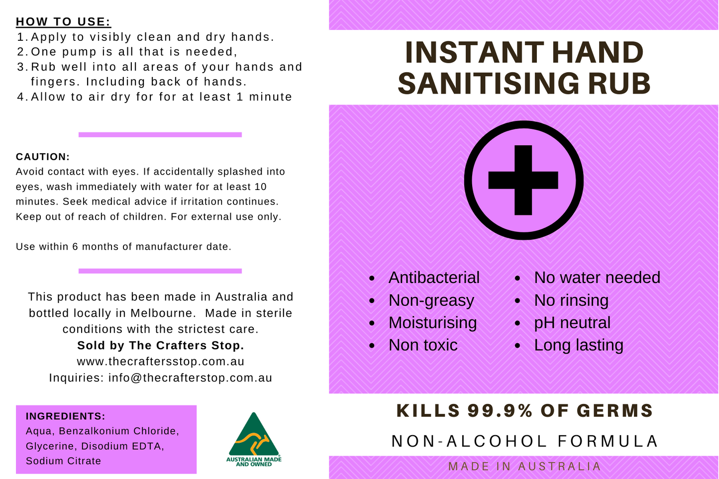 Antibacterial Alcohol-Free Instant Hand Sanitiser Rub