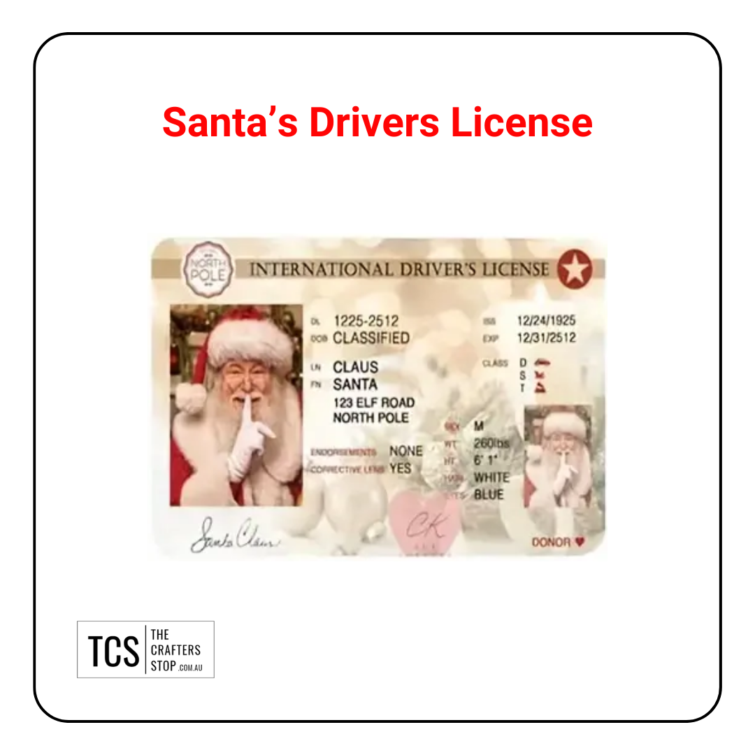 Novelty Christmas SANTA Driver's License Cards