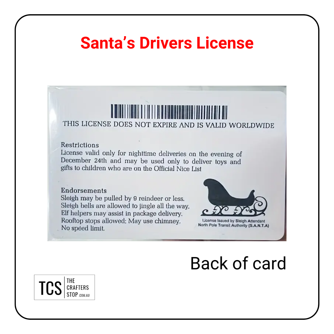 Novelty Christmas SANTA Driver's License Cards