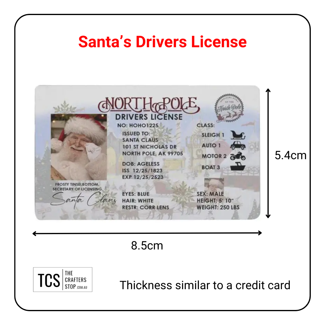 Novelty Christmas SANTA Driver's License Cards