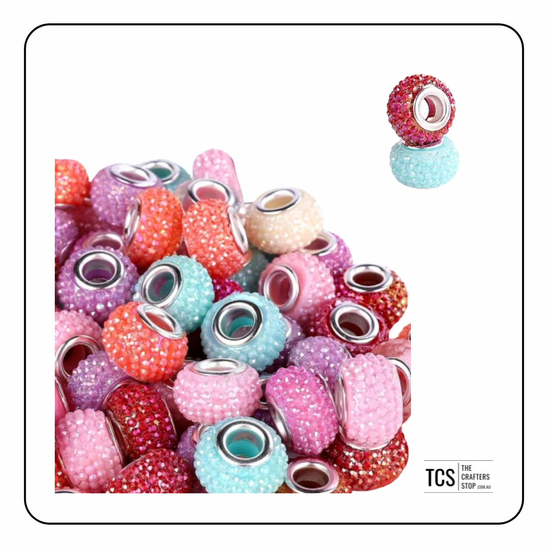 Large Hole Sparkly Acrylic Decorative Beads