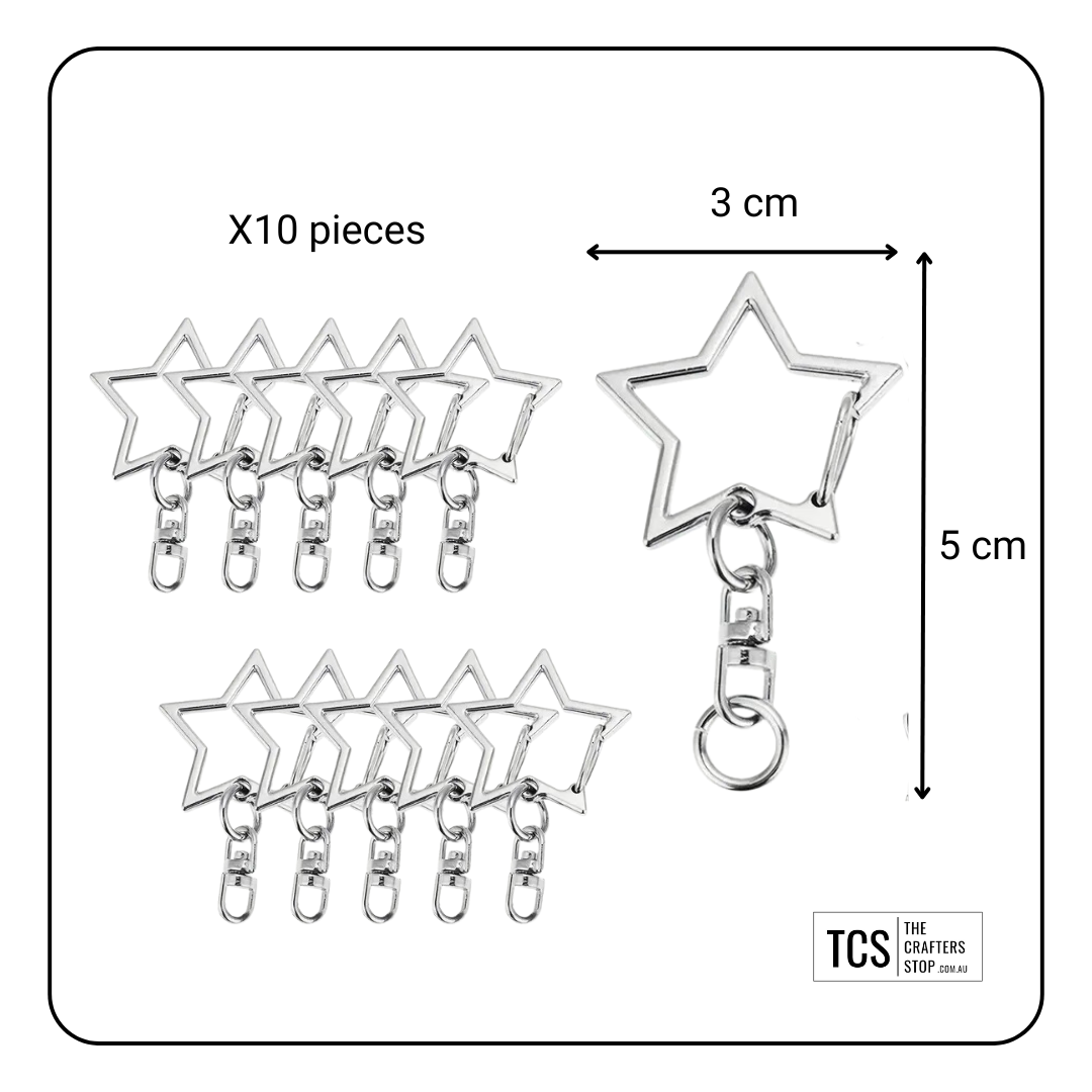 Star Keyring Chain and Split rings (X10 Pack)