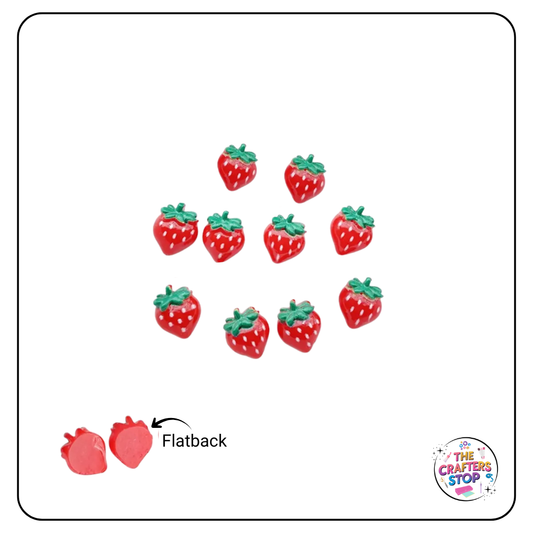 Resin Mini Strawberry Embellishments - Flatback
