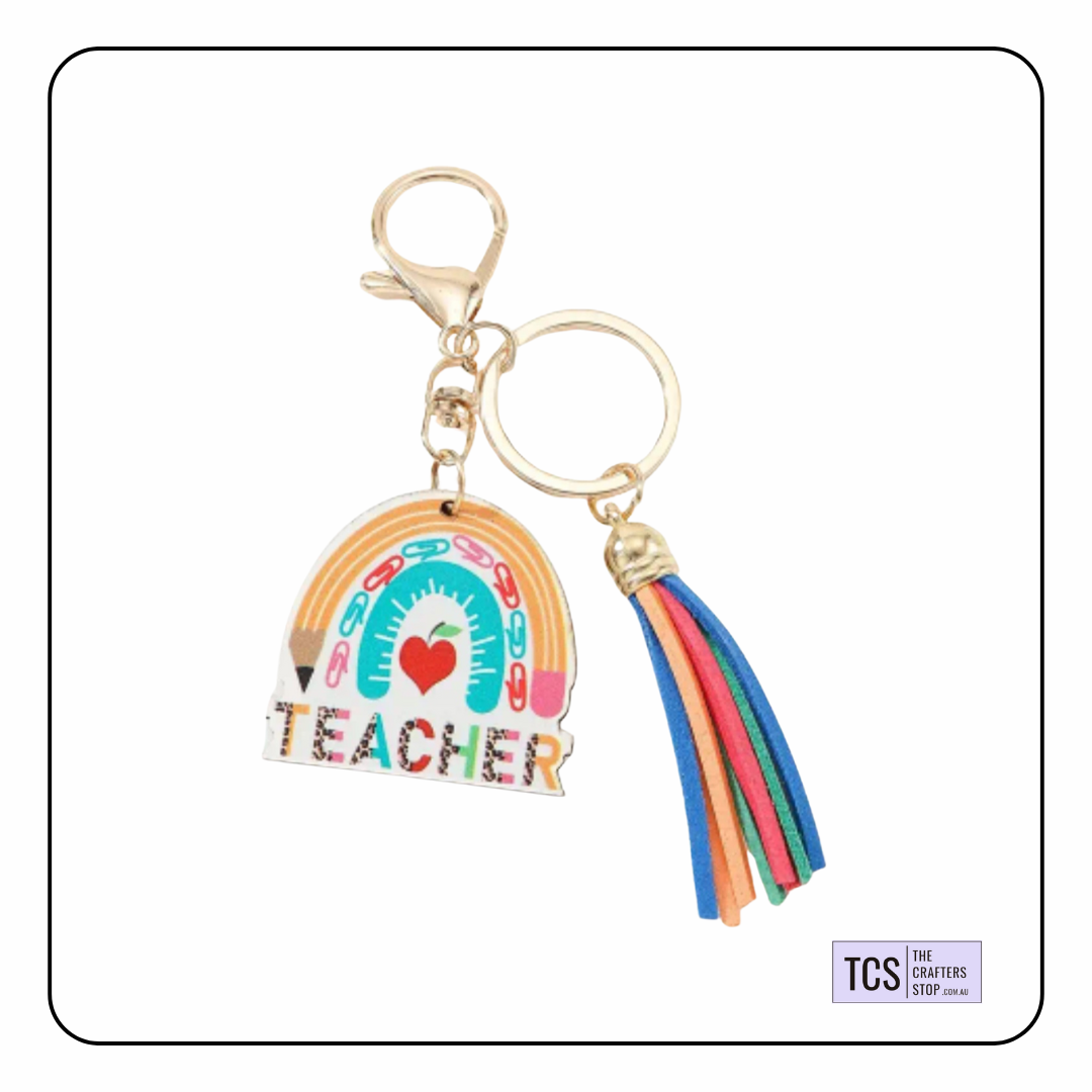 Teachers Rainbow Tassel Keyring