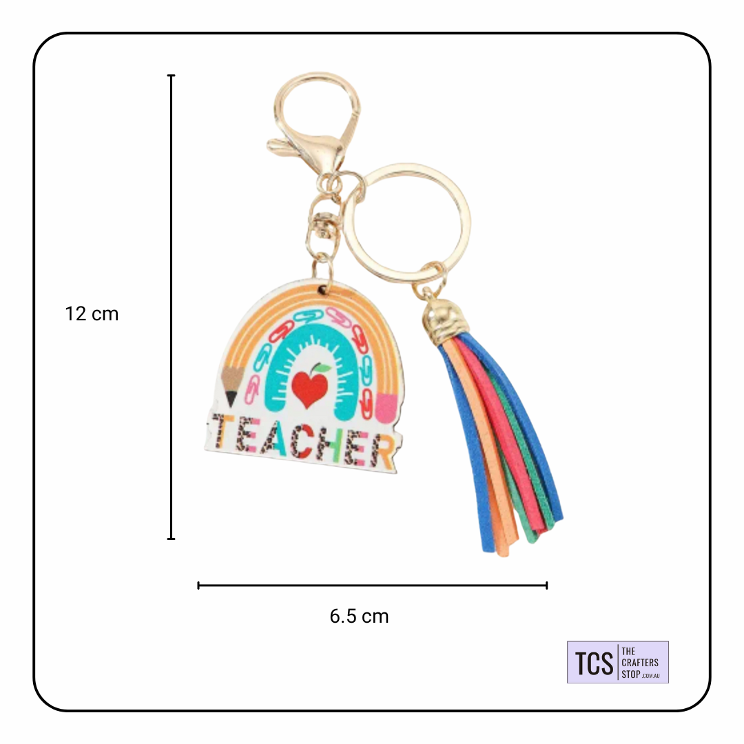 Teachers Rainbow Tassel Keyring