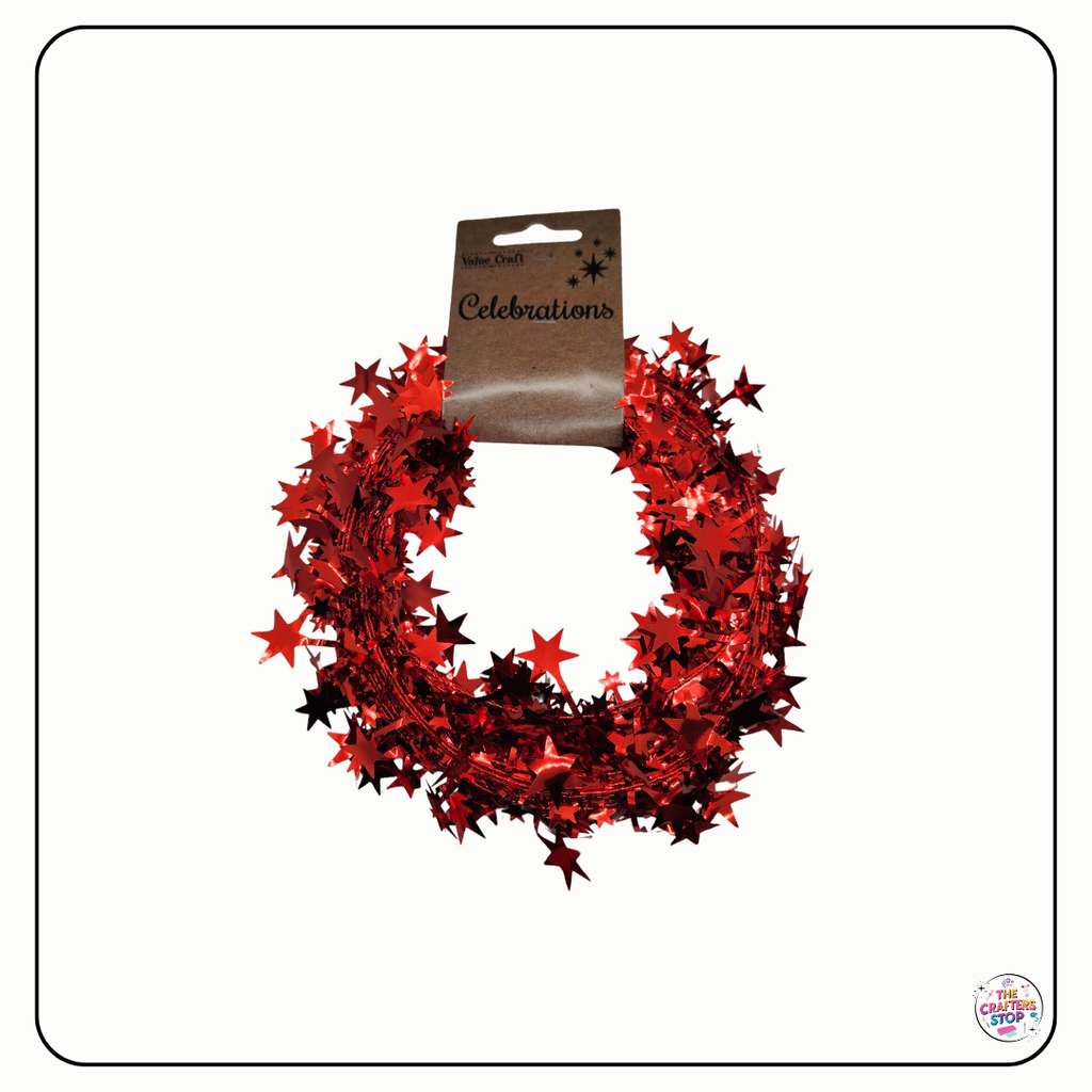 Celebrations Christmas Craft Star Tinsel Garland - 3m