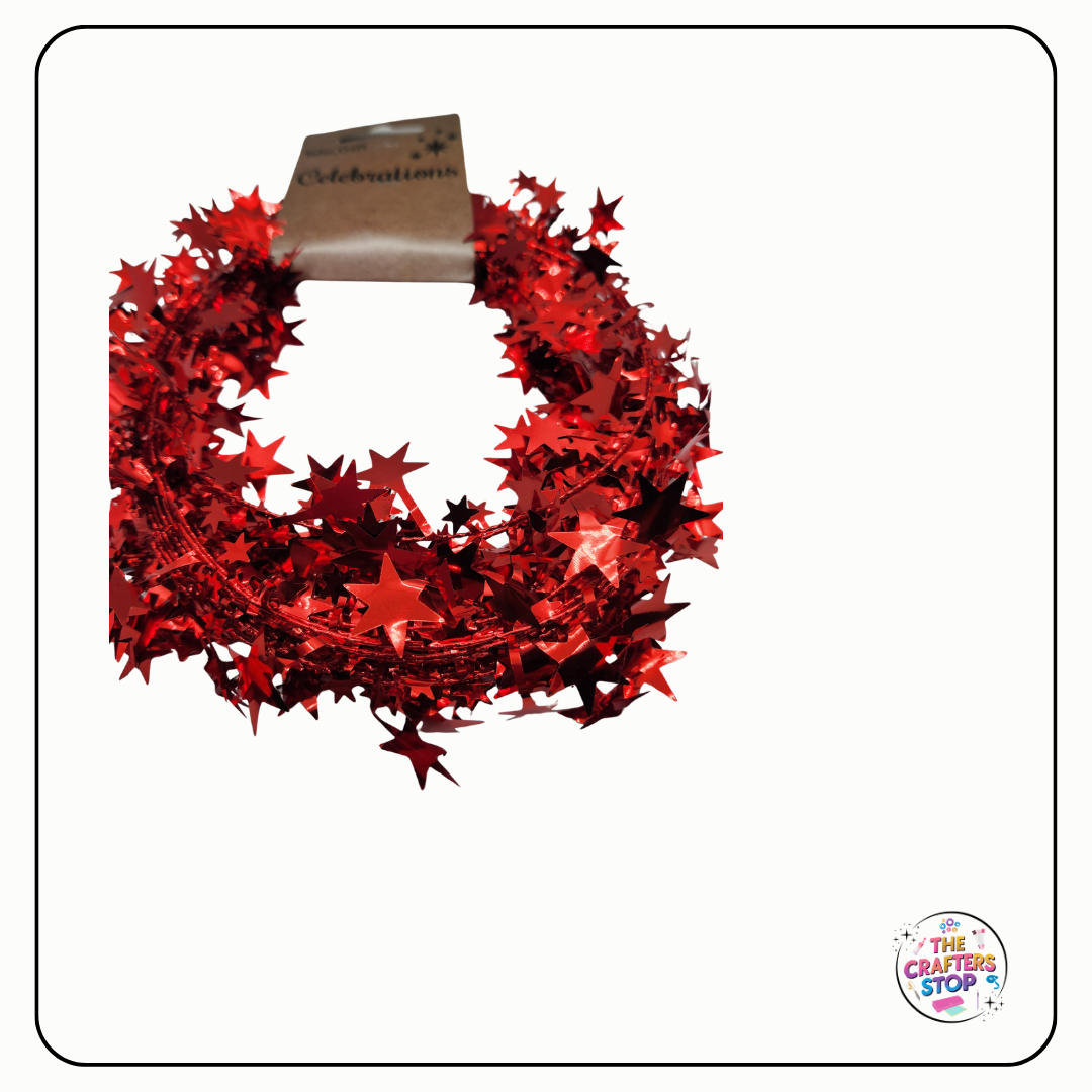 Celebrations Christmas Craft Star Tinsel Garland - 3m