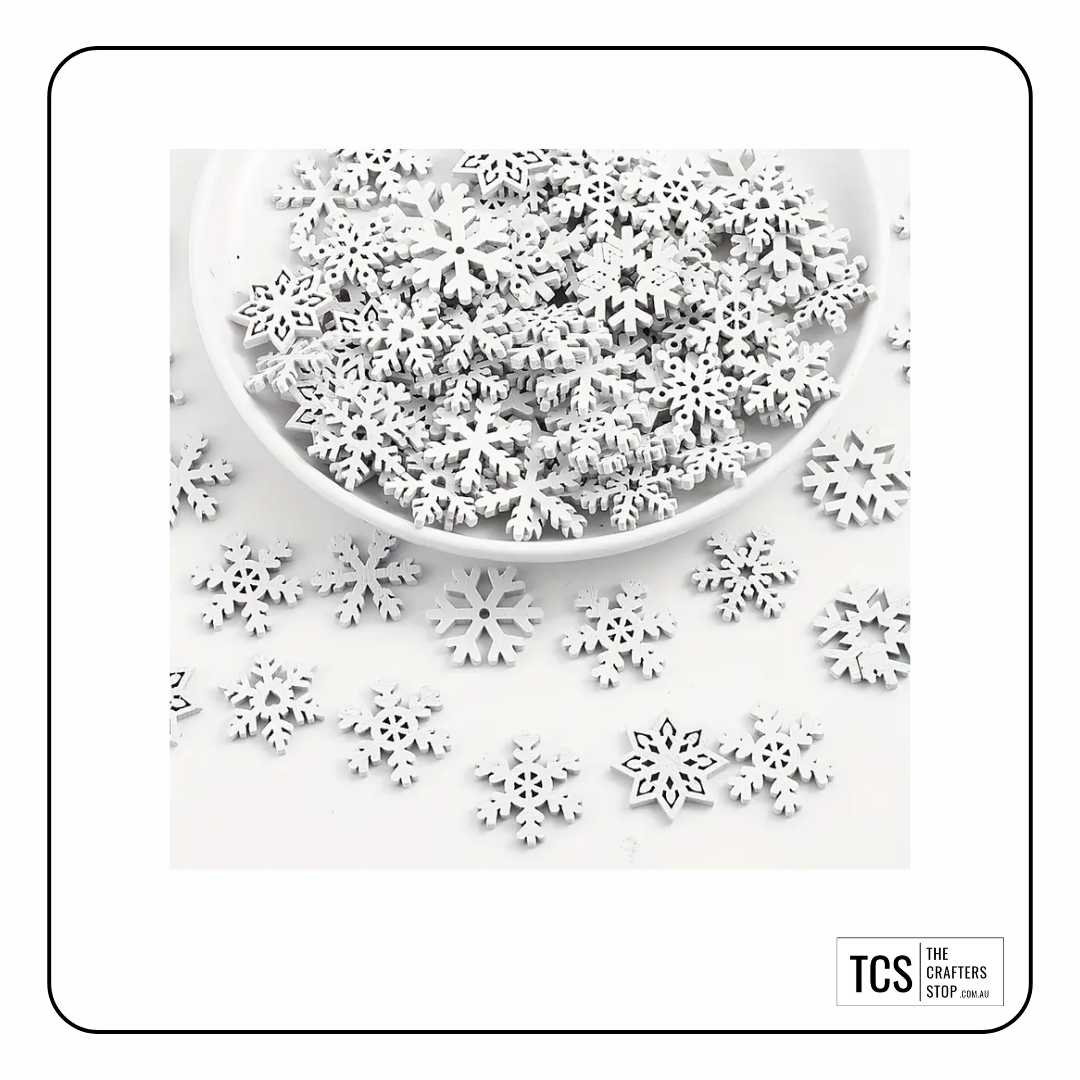 White Wooden Snowflake Embellishments