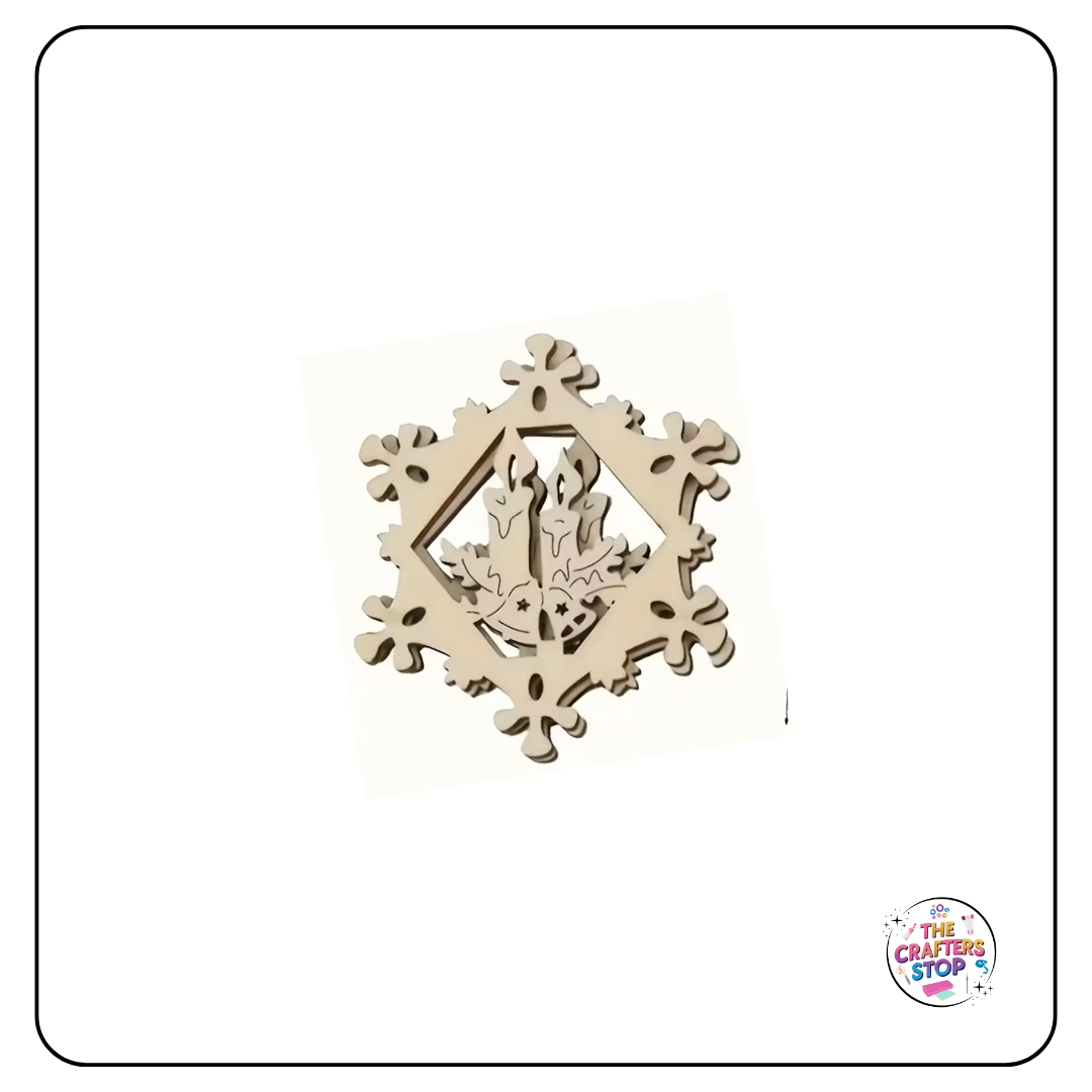 Christmas Wooden Shapes - Snowflake with Candle